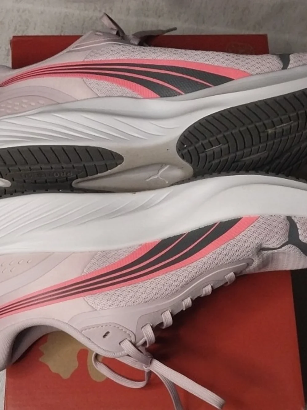 Puma Women's 9.5 Light Pink Athletic Sneakers with Coral & Charcoal Accents